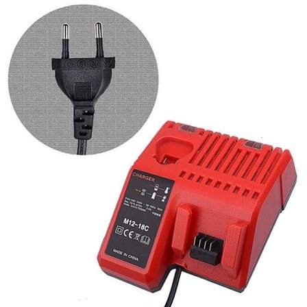 (Röd) Batteriladdare - Milwaukee - M12-18C - Dubbelport Snabb Laddare - Kompatibel med 12V, 14.4V och 18V