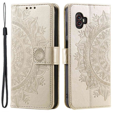 SKALO Samsung Xcover6 Pro 5G Mandala lompakkokotelo - Kulta