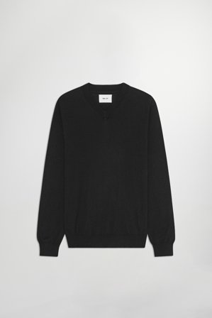 Serge V-Neck Tröja Herr Svart Certified Wool