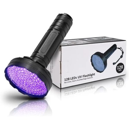 UV-håndlampe 128 LED 395nm Svartlys Lommelykt, Ultraviolett Lampe, Bærbar Lommelykt