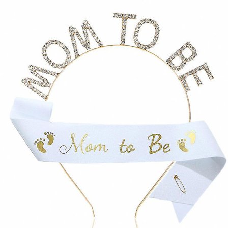 80cm Vit Sash Mummy To Be Mum To Be Crown Tiara Mum To Be Foto Rekvisita Band Polyester Band Dekoration För Baby Shower Dop Baby Shower