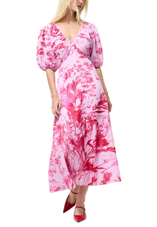 French Connection Isla Odette V Neck Tea Dress Klänningar Dam Rosa XXS