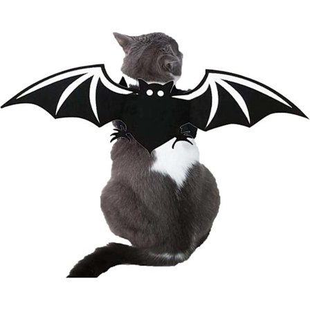 Katt Kostyme - Bedårende og Mystiske Flaggermusvinger for Katt - Kjæledyrklær for Små Hunder og Katter, Halloween Tilbehør for Katt Kostyme (Passer 