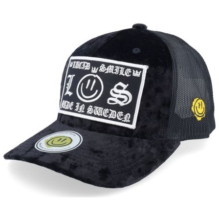 Lucid Smile - Svart trucker Keps - L&s Sweden Patch Black Velvet Trucker @ Hatstore