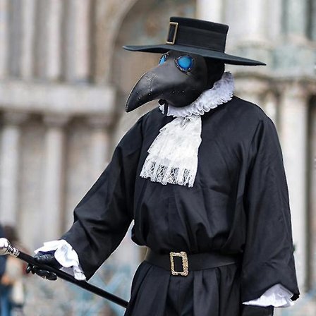 Molezu Pestedoktor Maske Lær I Svart Nebbmaske Pestedoktor Halloween Maske Steampunk Pu Fugler Cosplay Doctour De Peste