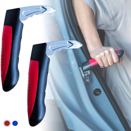 2 ST Bærbart kjøretøyhåndtak, eldre bilhåndtak for dørhjelp, stående mobilitetshjelpemiddel for bil med glassbryter, rød-FA-