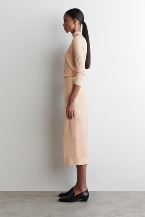 COS Women's Sheer Column Skirt in Beige