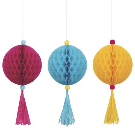 Hængende Honeycombs med Kvaster Lyserød/Blå/Gul
