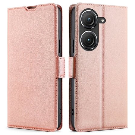 SKALO Asus Zenfone 9 5G Ultratynd Premium Wallet Case - Rosa guld