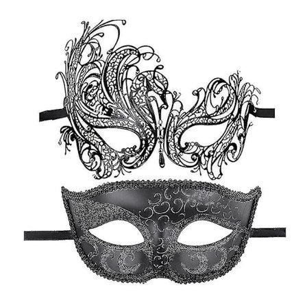 Venetsialainen pariskunnan naamiaismaski, hieno strassimaski, juhlat, ontto, seksikäs maski, musta Haoyi
