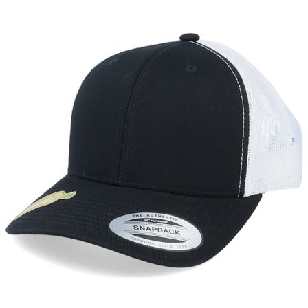 Yupoong - Grå trucker Keps - Classics Recycled Mesh Black/White Trucker @ Hatstore