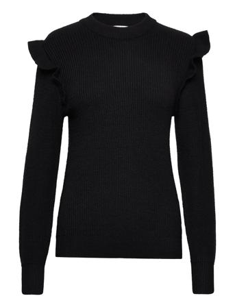 Objmalena L/S Ruffle Pullover Pullover Svart Object