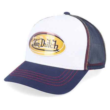 Von Dutch - Vit trucker Keps - Oval White/Navy Trucker @ Hatstore