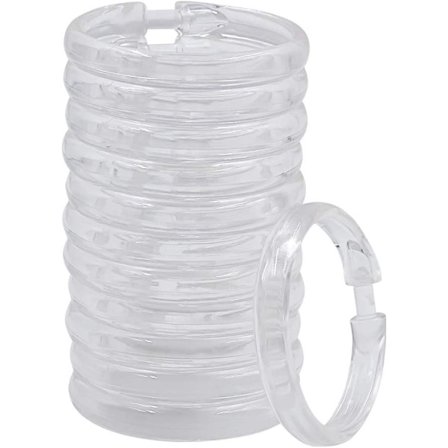 12 stk. plastik bruseforhængsringe, runde O-ringe krogophæng til