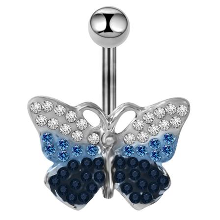 Muoti tekojalokivi perhonen roikkuu naparengas ruostumatonta