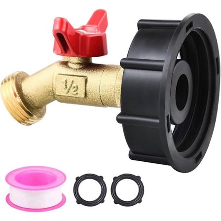 275-330 Gallon IBC Tote Vandtank Adapter, 2 Grov Gevind + Blyfri Messing JE