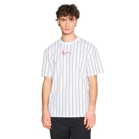 Karl Kani, Small Signature Pinstripe Tee Biały, Mężczyzna, Rozmiar: L