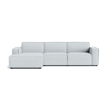 Lyon Chaiselongue-Sofa, links in Aragon Kristallblau, modernes Design, großzügige Sitzfläche, komfortables Ecksofa, Maße 304x160cm, gemütlich
