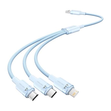 USB 2.0 A til 3in1 3A-kabel Vention CTPLG 1,5M (blå)