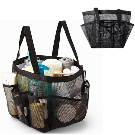 Mesh Shower Caddy Tote Bag 8 Fickor Hängande toalettväska - spot försäljning
