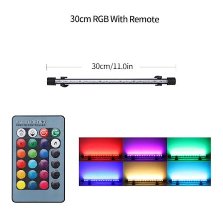 【xj】1 stk. Akvarium LED-lampe Fjernbetjening Farveskiftende Dragefisk Lampe Akvariebelysning - 30 cm