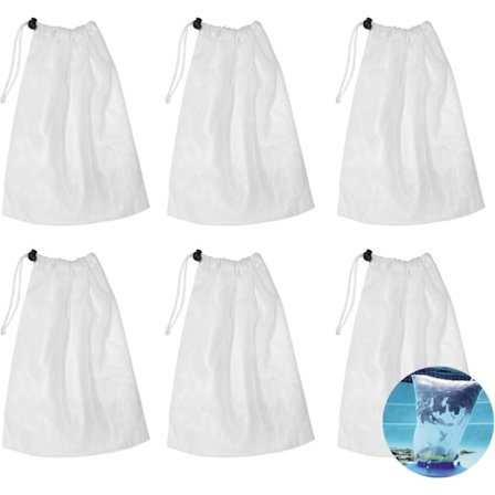 Erstatningsnetposer med snorelukning til poolrensere, 6-pak, til at fange blade og småt affald.