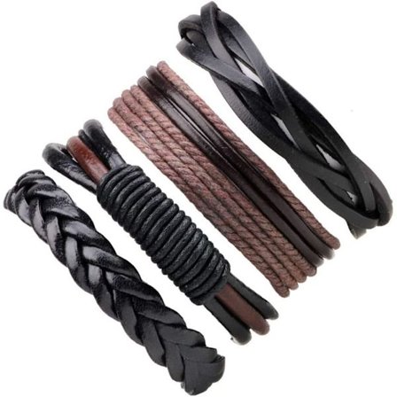 4 st/set Läderarmband för män och pojkar, vävda armband, vintage, manlig födelsedagspresent, smycken, armband