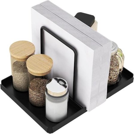 Sort Servietholder, Servietholder i Metal, Servietholder med Salt- og Peberkværn, Køkkentilbehør til Spisebord