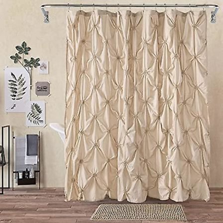 1 kpl suihkuverhosettiä - Pinched Pleat Farmhouse -suihkuverho, elegantti Shabby Chic -sisustus kylpyhuoneeseen, beige, vakiokoko 180*180