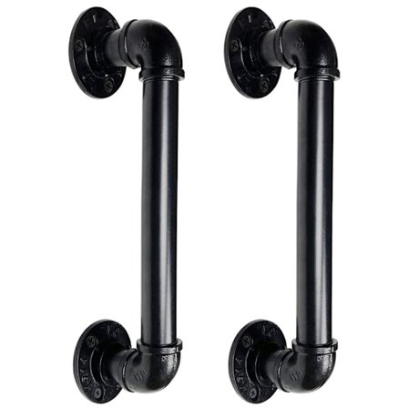 2 st 25 cm svart skjutdörrhandtag retro ladugårdsdörrhandtag