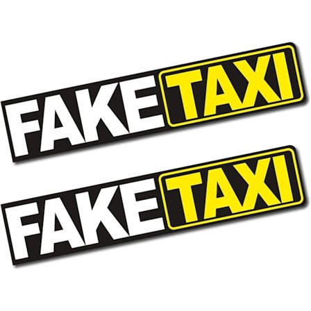 2 klistremerker med påskriften «Faketaxi» på 13 x 2,7 cm, holografisk effekt, for biler, motorsykler, busser og tilhengere, biltilbehør