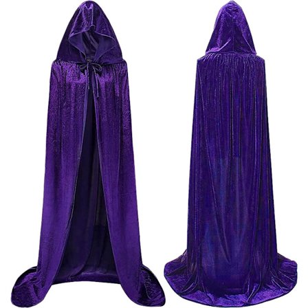 Ylellinen violetti hupullinen viitta - 170cm / XXL - Karnevaali Halloween-asu - Violetti samettiviitta - Aikuiset - Naamiaiset - Hieno asuviitta - 