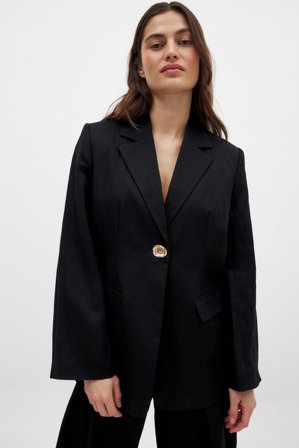NA-KD Blazer classique à manches larges - Tenue de bureau - Noir - EU 32