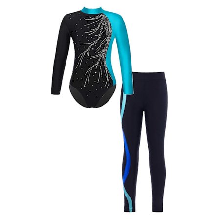 Børnepiger Gymnastik Danse Leotard med Leggings Sæt Ballet Skøjteløb Konkurrence Aktiv Bodysuit