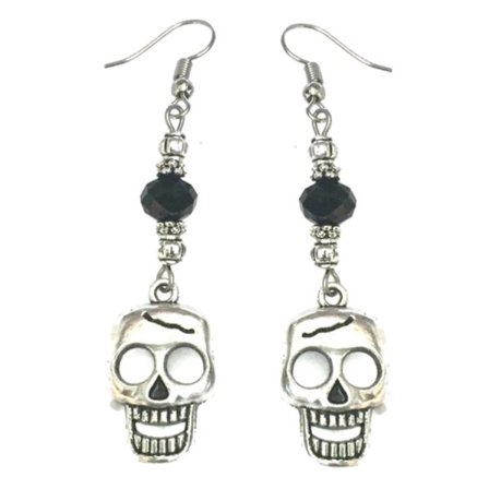 Örhängen Dödskalle Silver Skull Halloween Svart Rostfri Krok