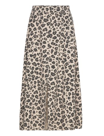FREE/QUENT Maxi Skirt From Freequent In A Soft Material With Allover Leopard Print. The Ski Beige
