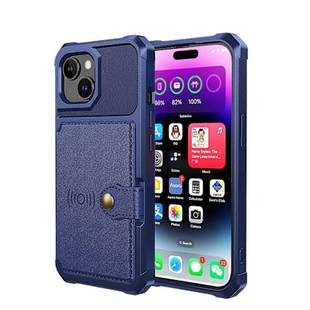 Kompatibel med iPhone 15 PU Læder + TPU Telefon Cover Kort Holder Pung Bagside Magnetisk Bilholder