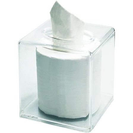 Genomskinlig fyrkantig lock för akrylpappershanddukslåda, stor badrumshanddukslåda, genomskinlig torr pappersdispenser för badrumsbord, kök och bil