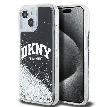 DKNY Liquid Glitter Big Logo iPhone 14/15/13 Fodral - Svart