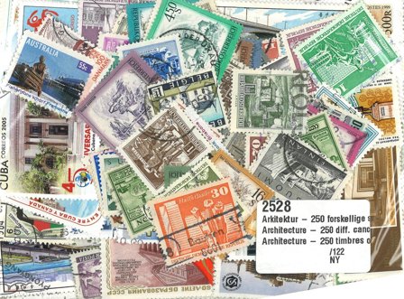 Arkitektur - 250 forskellige stemplede frimærker