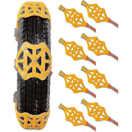 8 stk. universelle snøkjettinger for biler/SUV/LT lastebil/pickup justerbare trekkraft kjettinger for dekkbredde 145-284 mm snødekkkjettinger for 