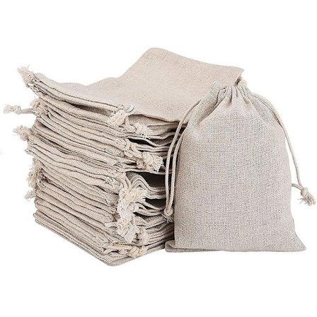 50 stk små lerretsposer med snøring gave gjenbrukbar liten pose (10 cm)