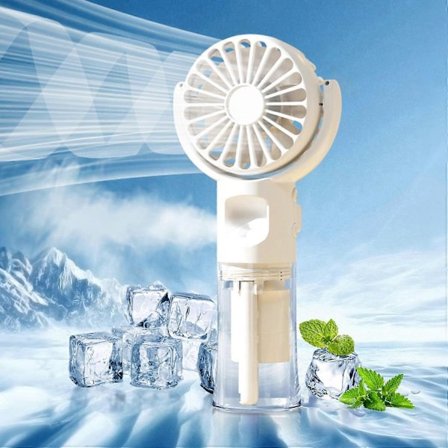 Mini Handhållen Fläkt, Luftfuktare med Dimma, Uppladdningsbar USB-fläkt med 4 Justerbara Hastigheter, Portabel Handhållen Fläkt