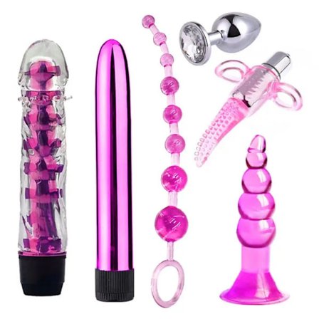 6 stk./sett Vibrator Sugekopp Plugg Prostata Stimuleringskuler Butt Plug