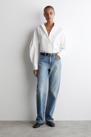 COS Women's Camicia In Cotone Pima Dal Taglio Rilassato in Bianco