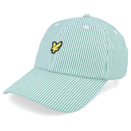 Lyle & Scott - Grön unconstructed Keps - Stripe Baseball Cap Court Green/White Dad Cap @ Hatstore