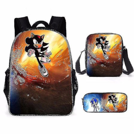3 stk. 3d Print Super Sonic Rygsæk Skuldertasker Blyantsæske