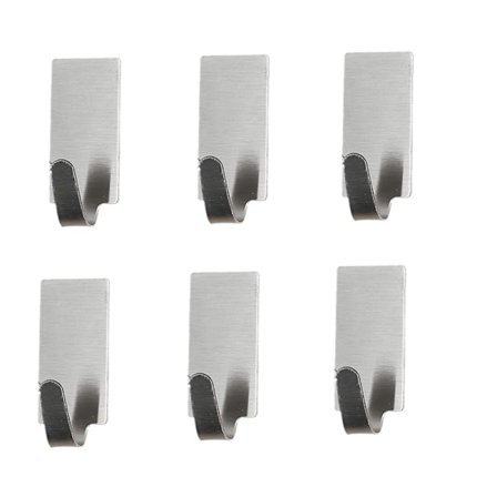 Selvklæbende rustfri stålkroge, 6-pak