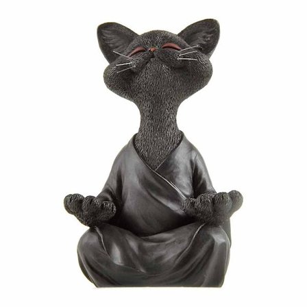 Buddha kattstaty meditation yoga samlarobjekt meditation whiskered kattgåva för kattälskare, meditationsdekoration 12,5 cm