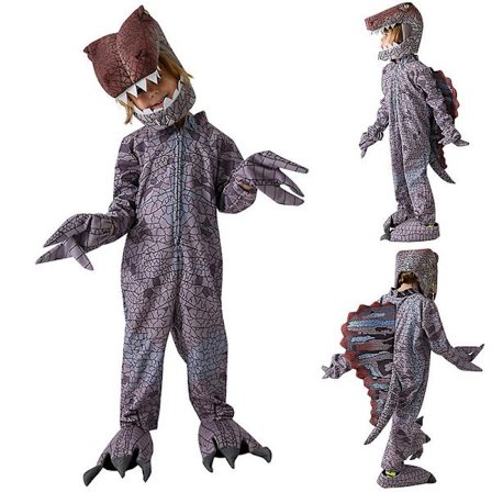 Halloween-kostyme for barn, dinosaur-cosplay, Spinosaurus-jumpsuit, hodeplagg, hansker, sko, antrekksett, gaver (4-11 år)